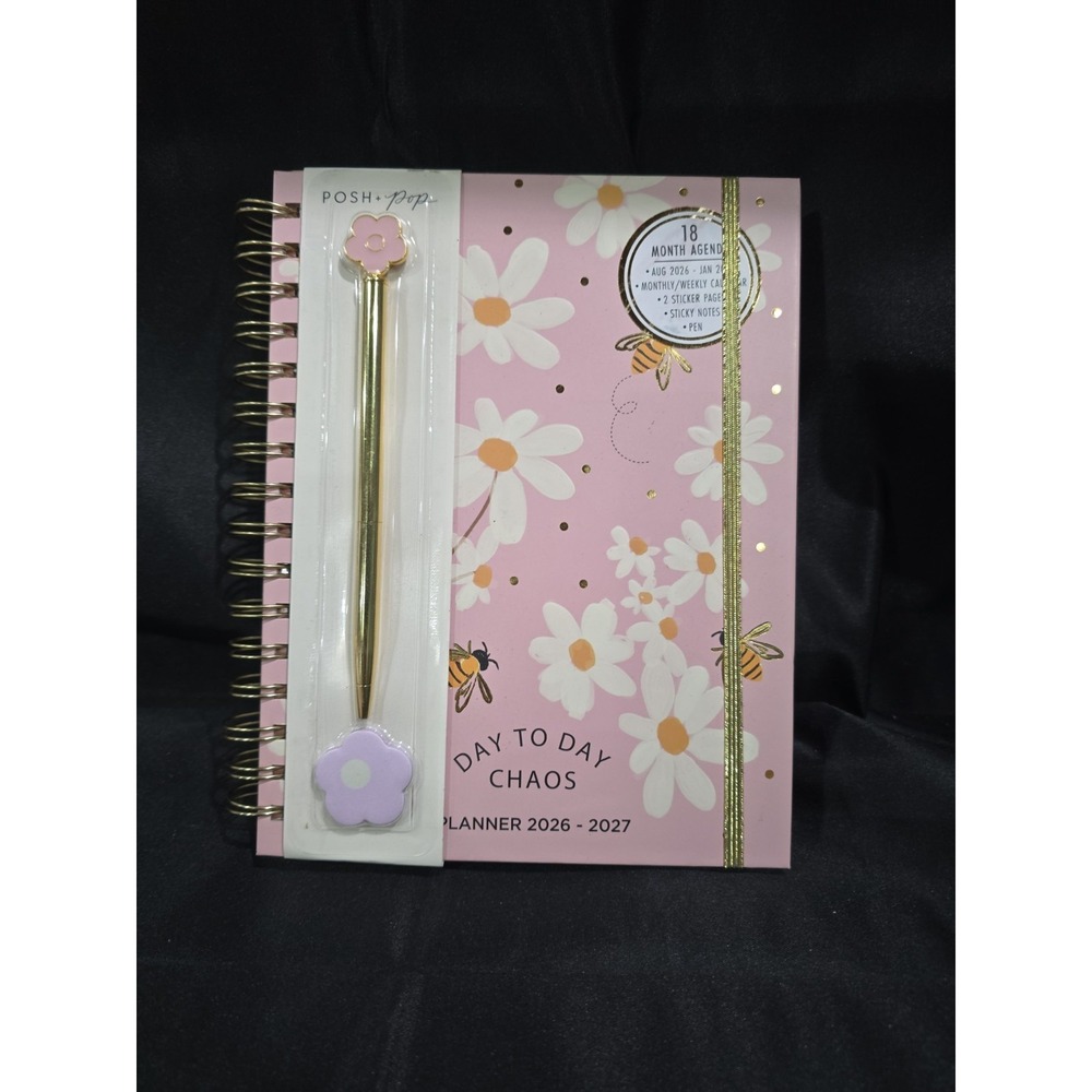 26-27 Daily Planner With Ball Point Pen, Day‎ To Day Chaos Flowers And Bees